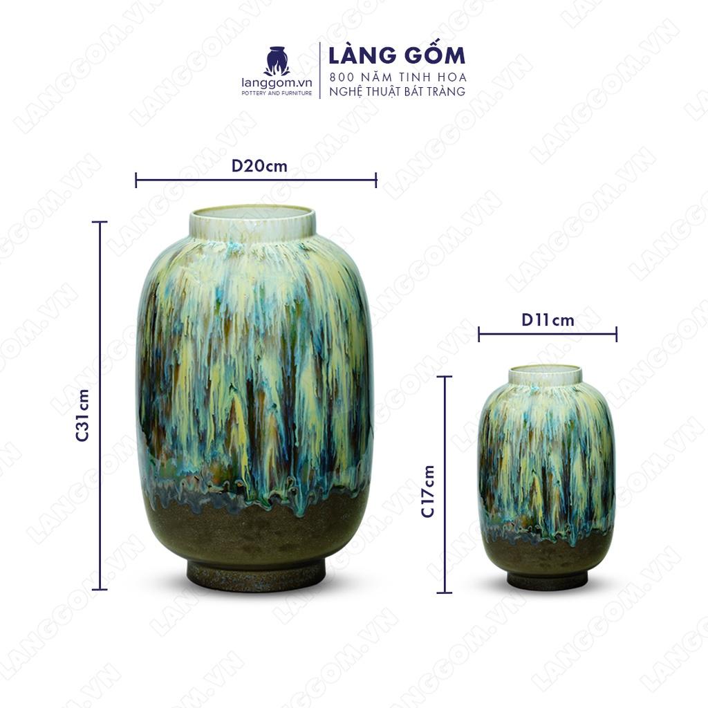 Bình hoa, lọ hoa Gốm sứ Bát Tràng cao cấp Men chảy dáng bầu dùng làm quà tặng, trang trí - Làng Gốm Bát Tràng