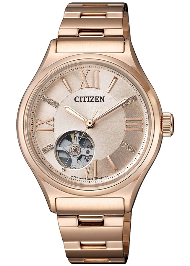 Đồng Hồ Nữ Citizen Đính Đá Swarovski Dây Thép Không Gỉ PC1003-58X - Mặt Vàng Hồng