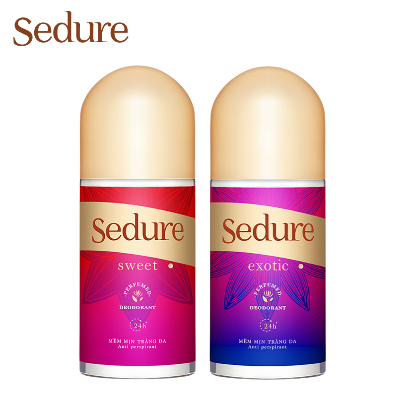 Combo Lăn khử mùi hương nước hoa Sedure Sweet 50ml + Lăn khử mùi hương nước hoa Sedure Exotic 50ml