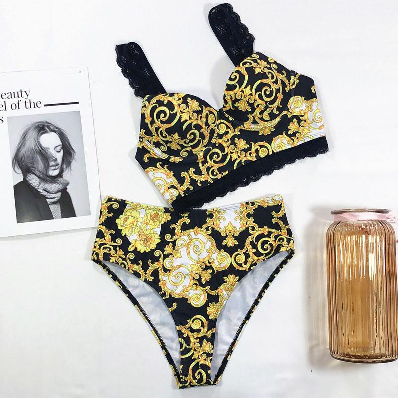 Đẩy Lên Bikini 2021 Bộ Bikini Cao Cấp Đồ Bơi Nữ ĐầM Nữ Bơi Áo Tắm In Hình Biquini Bikini Bộ