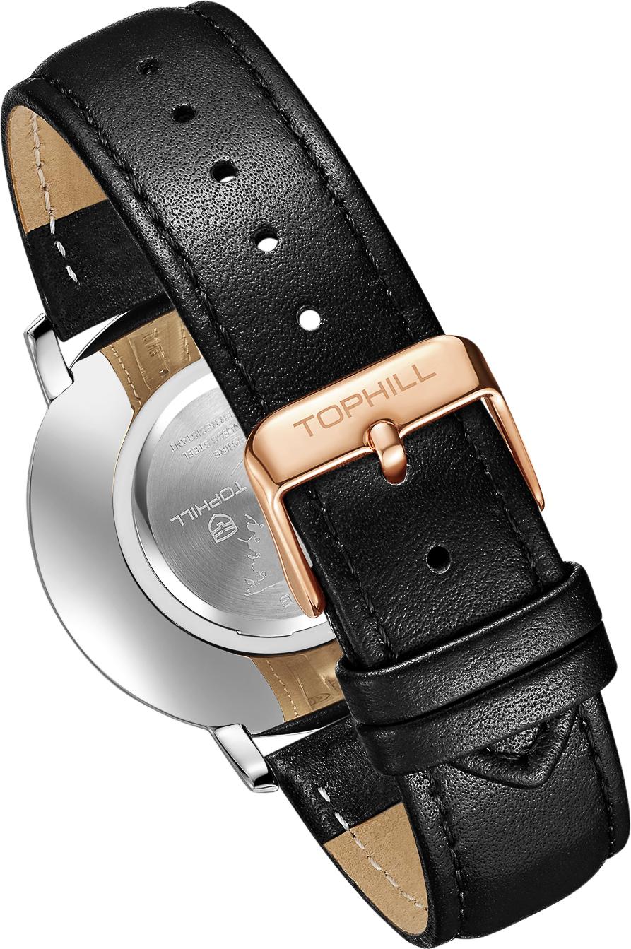 Đồng hồ nam dây da cổ điển thương hiệu Thụy Sĩ TOPHILL TS011G.PB7052