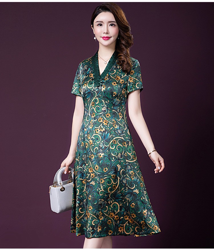 Đầm Maxi nữ  Anas Ya xanh phối hoa đậm chất Hàn - D01114