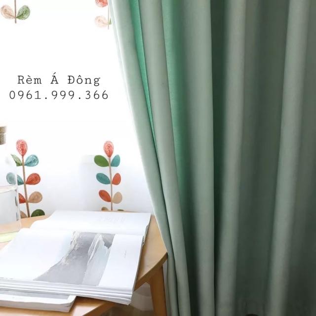 Rèm cửa tone Xanh Pastel xinh xắn, rèm vải thô cản sáng 75