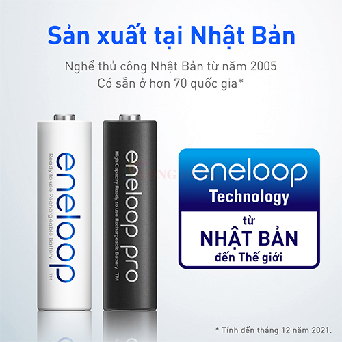 Vỉ Pin sạc Panasonic Eneloop AAA 800mAh BK-4MCCE/2BT (2 viên/10 viên) - Hàng chính hãng