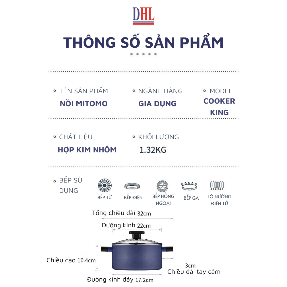 Nồi kho thịt cá chống dính vân đá cao cấp Hàn Quốc Mitomo Cooker King siêu bền- Hàng chính hãng