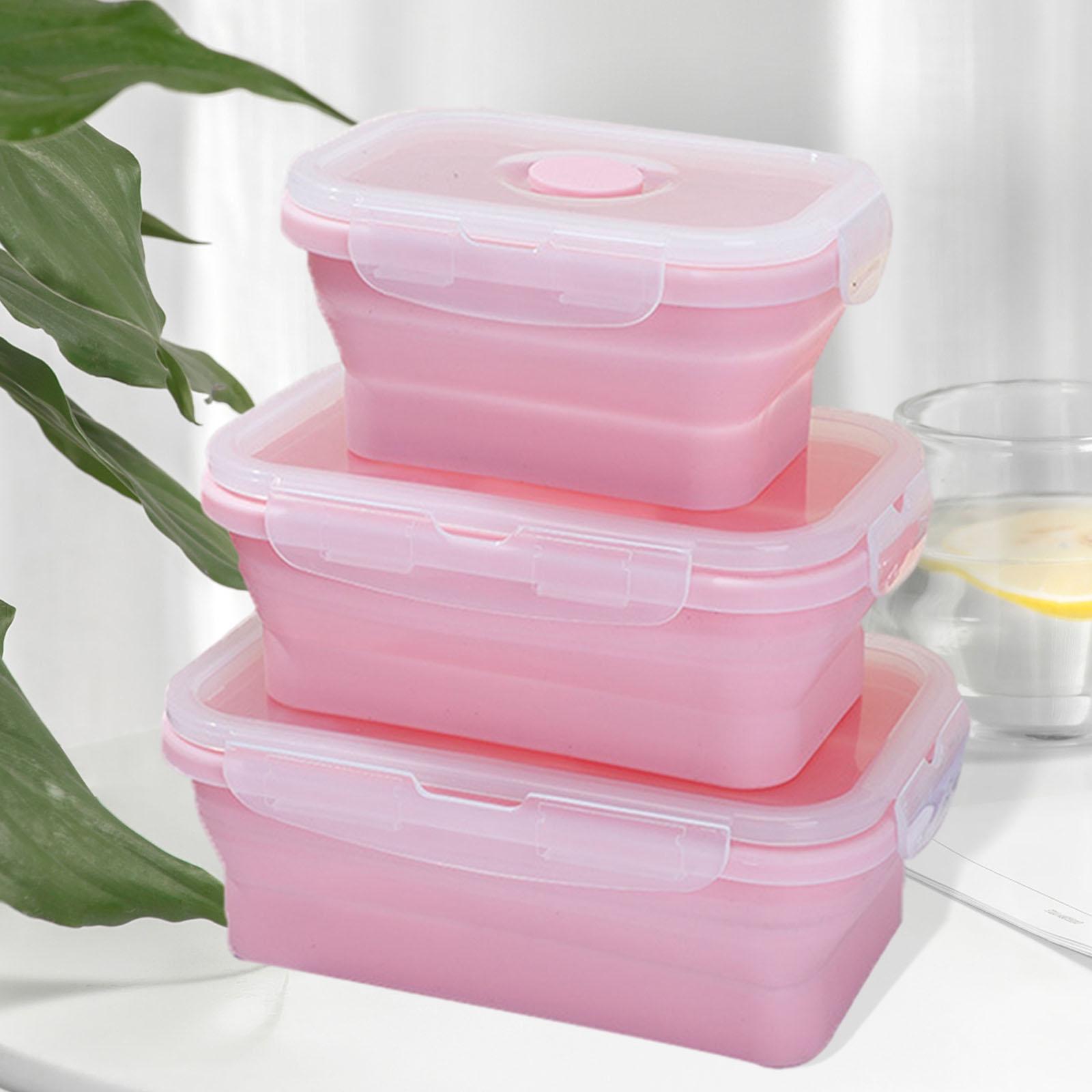 3Pcs Eco Friendly Silicone Bento Lunch Box Microwave Safety for Home