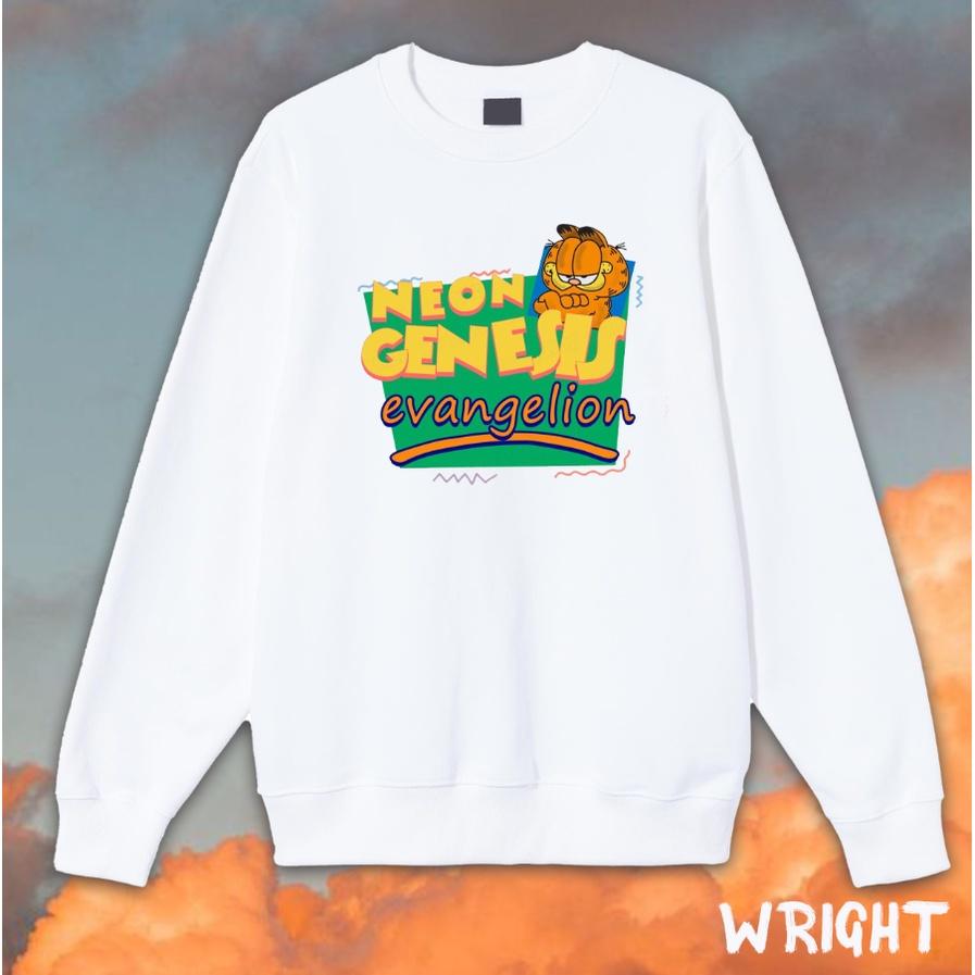 Áo sweater neon genesis mèo garfield hình in phong cách âu mỹ wright unisex