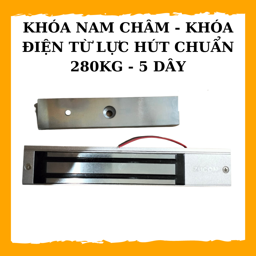 Khóa Điện Từ 12V, Khóa Nam Châm Điện Lực Hút 280kg Loại 5 Dây Bảo Hành 6 Tháng