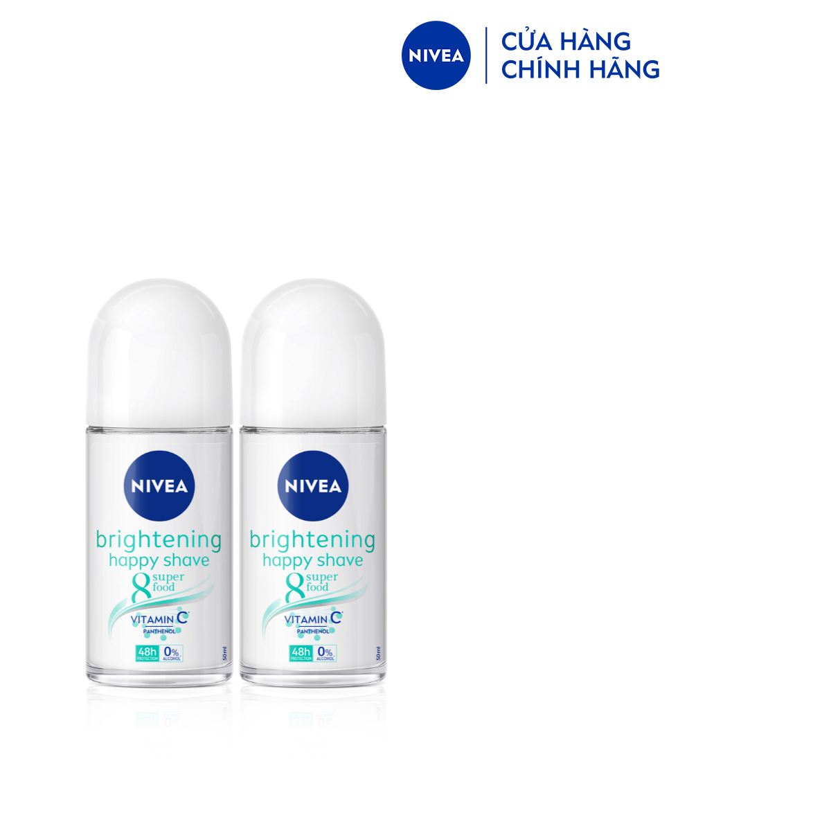 Bộ 2 Lăn Ngăn Mùi NIVEA Brightening & Smooth Dưỡng Trắng Se Khít Lỗ Chân Lông Vitamin C - 83781