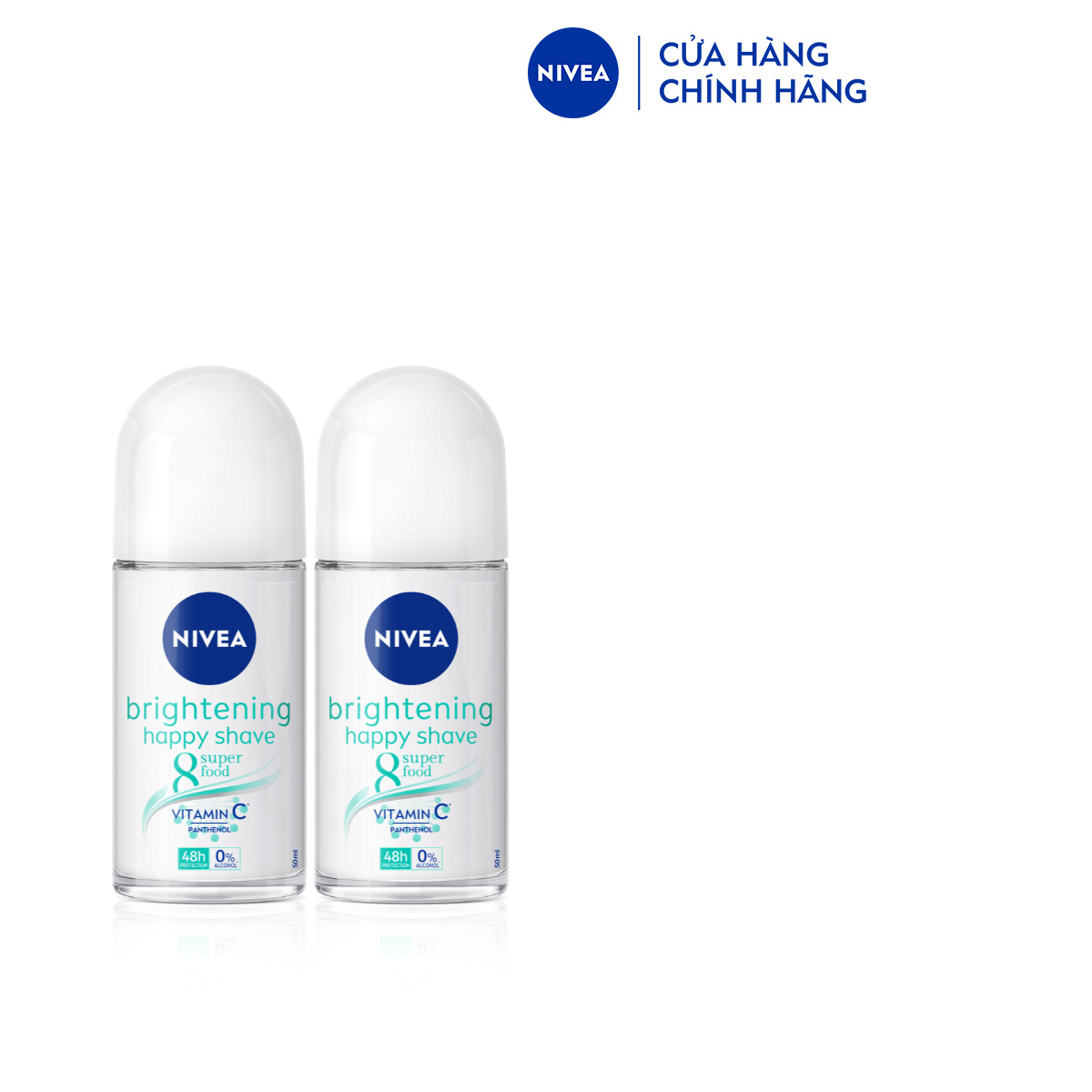 Bộ 2 Lăn Ngăn Mùi NIVEA Brightening &amp; Smooth Dưỡng Trắng Se Khít Lỗ Chân Lông Vitamin C (50 ml) - 83781