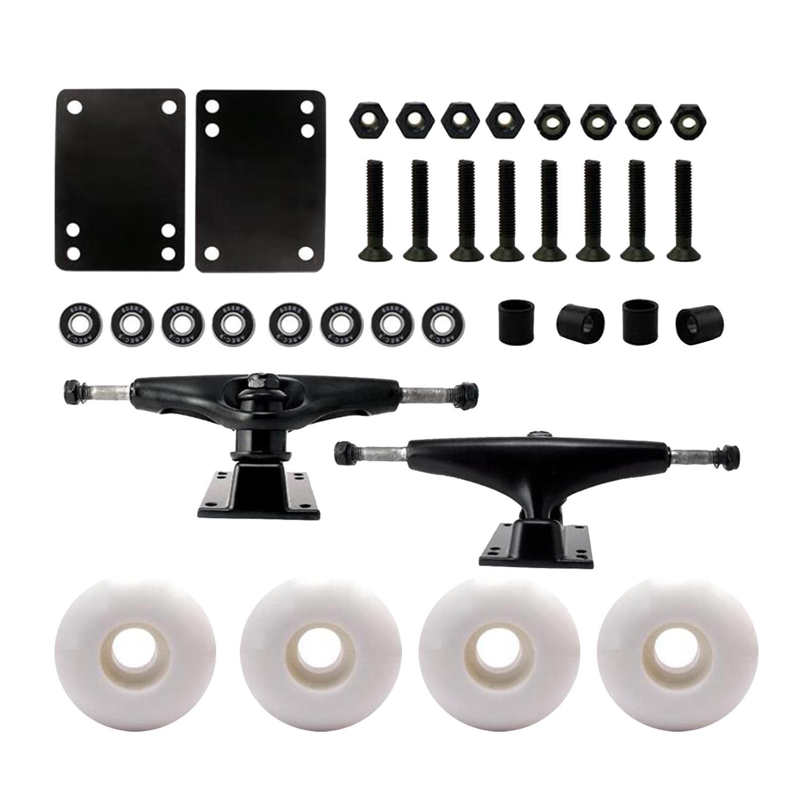 Skateboard Trucks 5" Wheels 52mm ABEC Bolts Kit White wheels