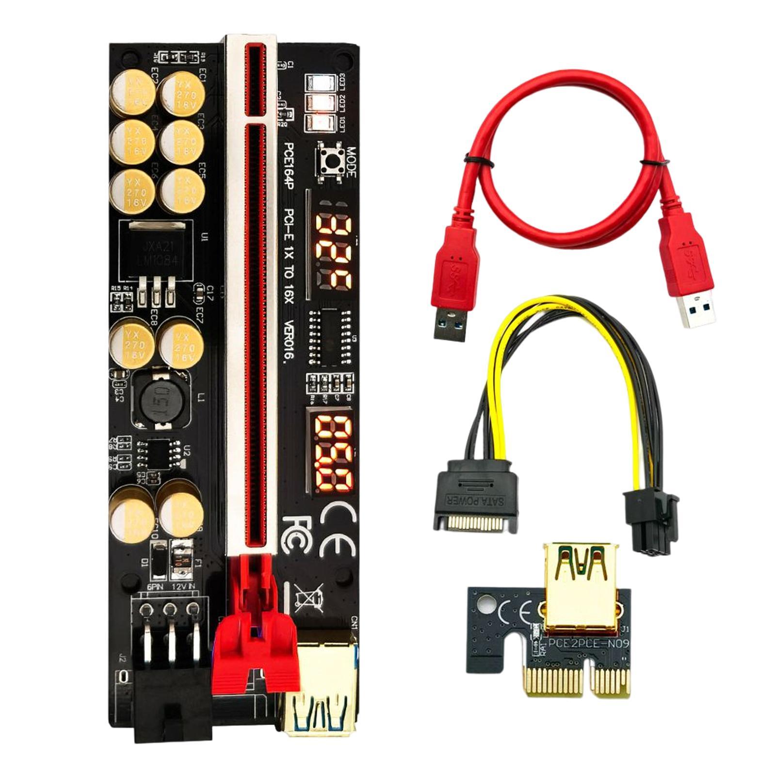 PCIe Riser Adapter Card, 1x to 16x Multiplier Graphics Card Enhanced PCIe for Computer