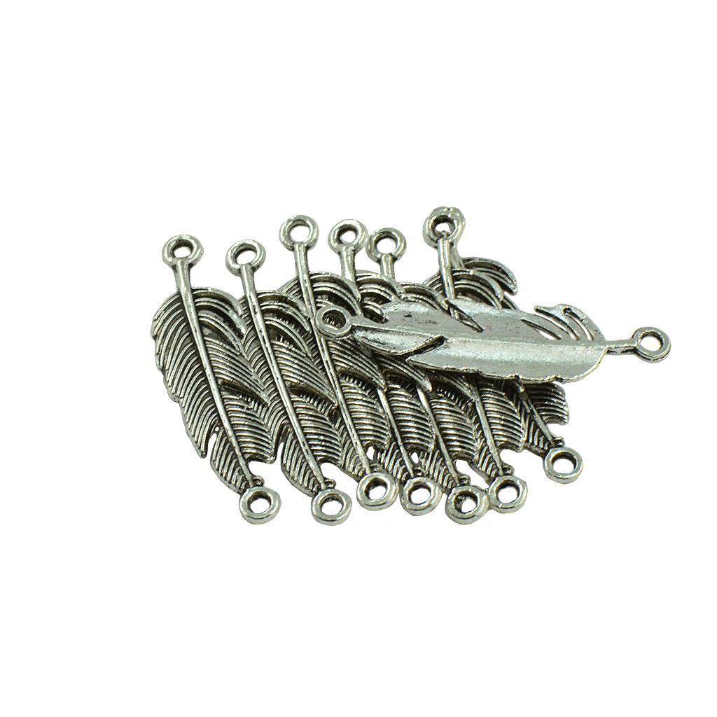 120pcs Vintage Feather Leaf Dream Catcher Charm Pendants Connector DIY Craft