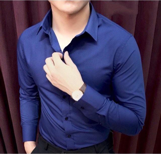 Áo sơ mi nam Trắng Cúc Đen không nhăn, Sơ mi nam trơn dáng ôm Body Hàn quốc - Trắng cúc đen XXL