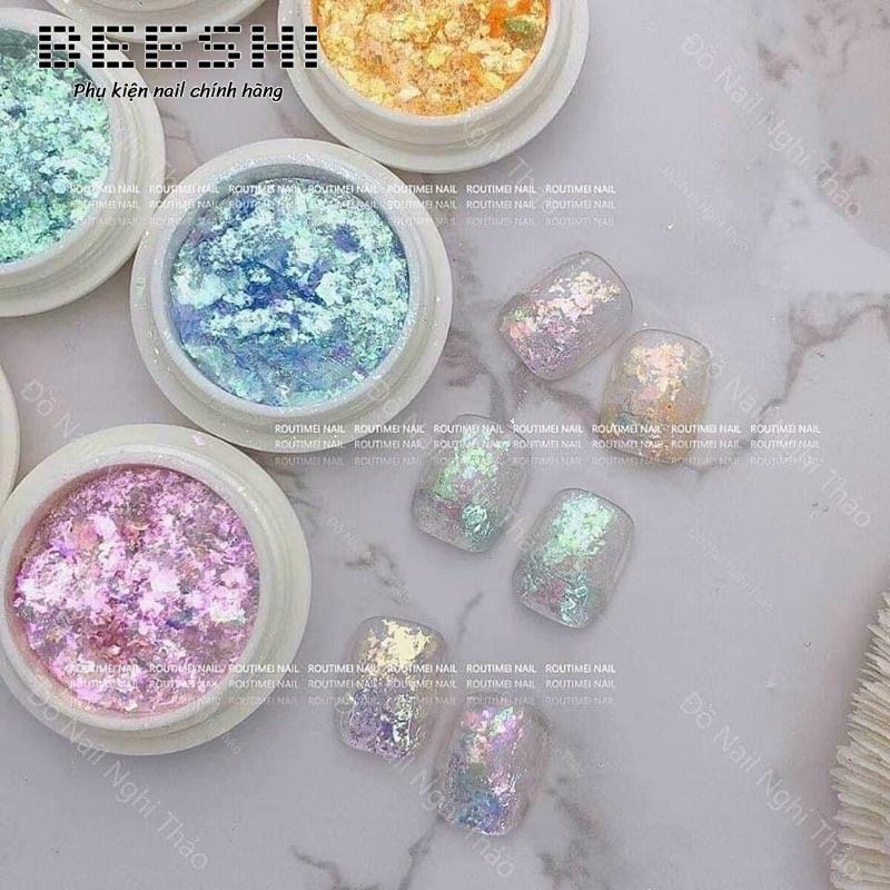 Nhũ khổng tước nail trang trí móng set 6 hũ - Beeshi shop nail