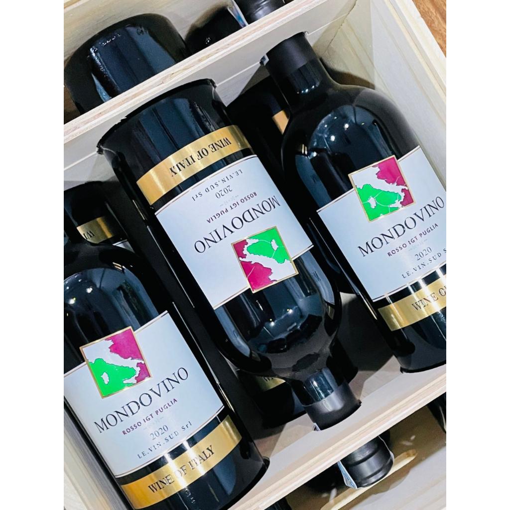 Quà tặng hộp gỗ 6 chai rượu vang Ý Mondovino Rosso