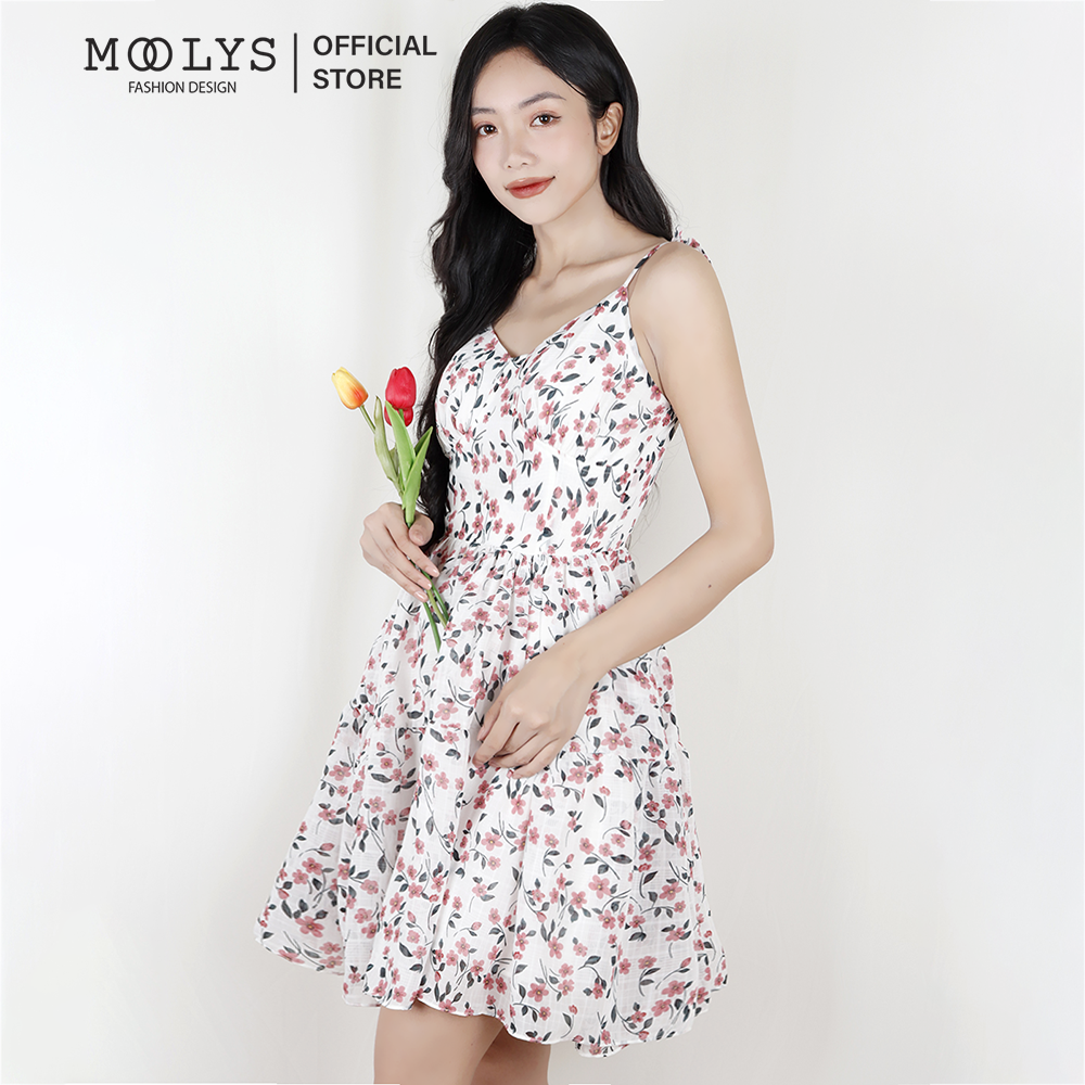 Đầm xoè hai dây hoa nhí dễ thương Moolys MD003