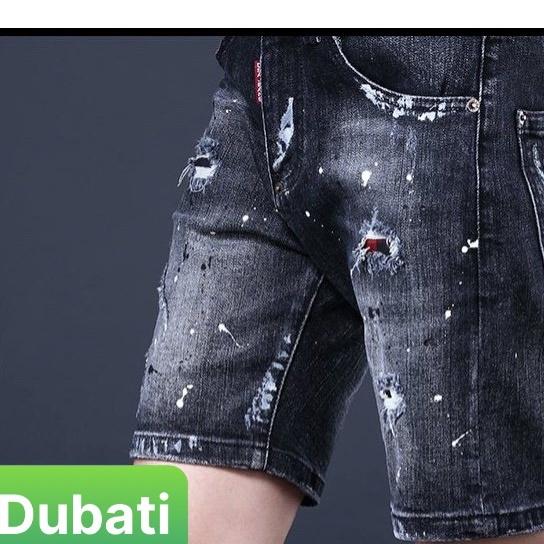 QUẦN SỌT SHORT LỬNG JEAN NAM CHẤT BÒ ĐEN SƠN WASH NHẬT BẢN CAO CẤP- DB-1303- DUBATI FASHION