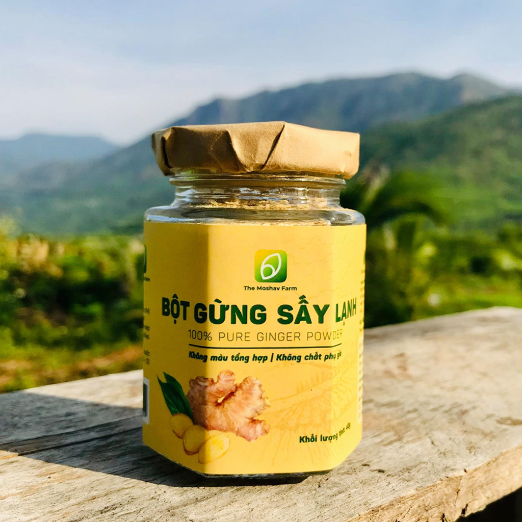 Bột Gừng Sấy Lạnh The Moshav Farm Nguyên Chất 100% Giúp Bảo Vệ Sức Khỏe, Tăng Sức Đề Kháng, Tốt Cho Hệ Tiêu Hóa - Lọ 40gr Dùng Trong 1.5-2 Tháng