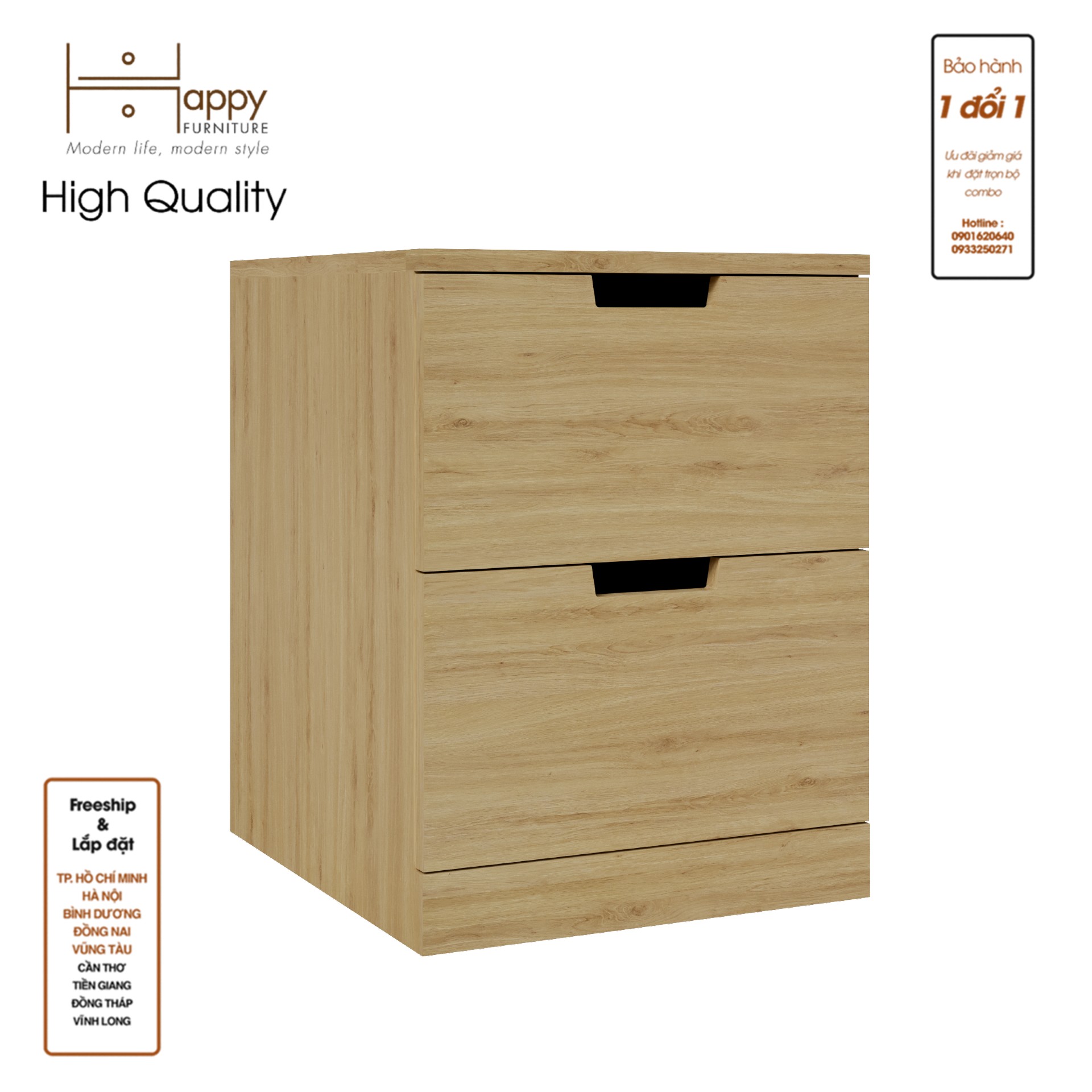 Hình ảnh [Happy Home Furniture] SCANDINA, Táp đầu giường 2 ngăn kéo, 40cm x 46cm x 53cm ( DxRxC), THK_096