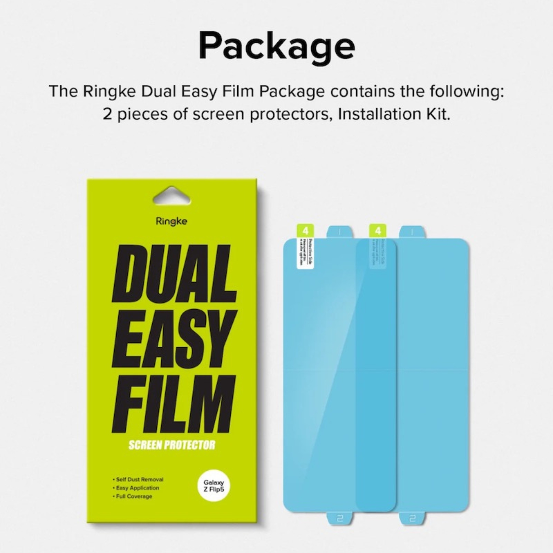 Bộ Dán Dẻo Màn Hình Trong Suốt Ringke Dual Easy Film Dành Cho Samsung Galaxy Z Flip 5 - Hàng Chính Hãng