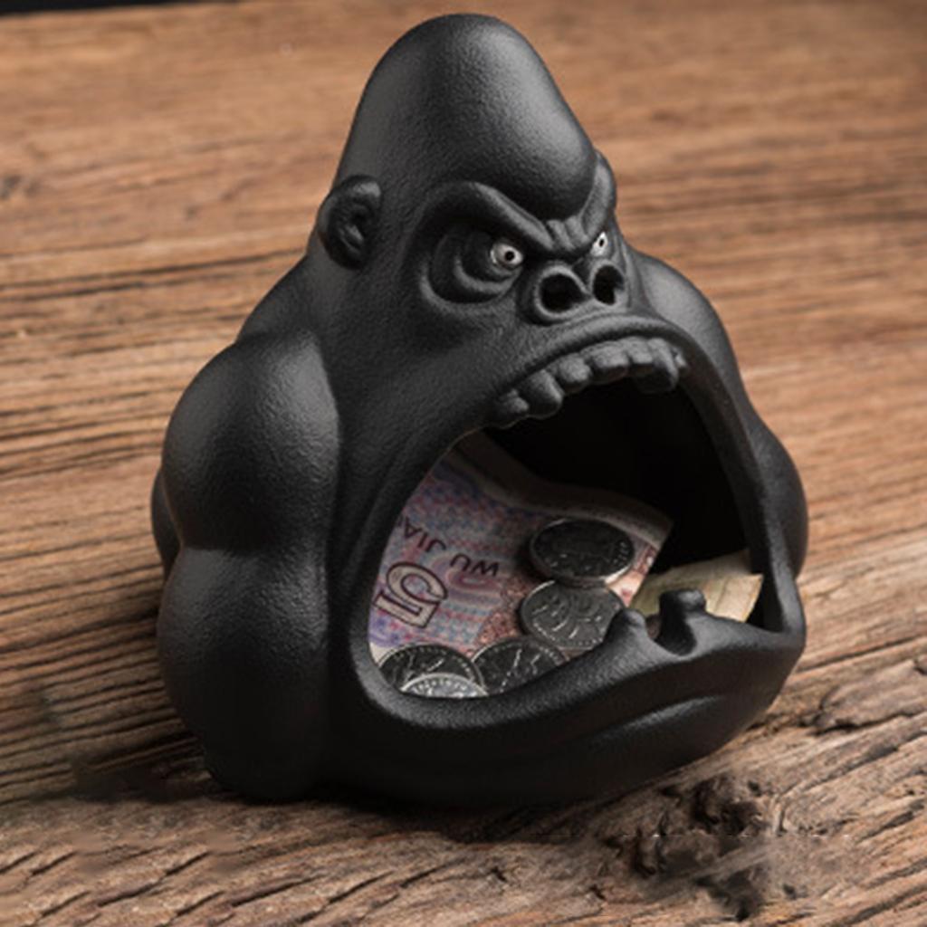 Ceramic Ashtray Orangutan Shape Big Mouth Cartoon Animal Large Capacity Ash Tray Holder Incense Cone Burner for Car Home Office