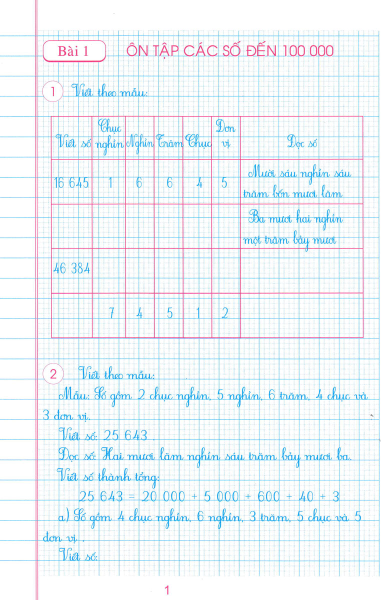 Luyện Tập Toán 4 Quyển 1 - Trình Bày Trên Giấy Ô Li  _HA