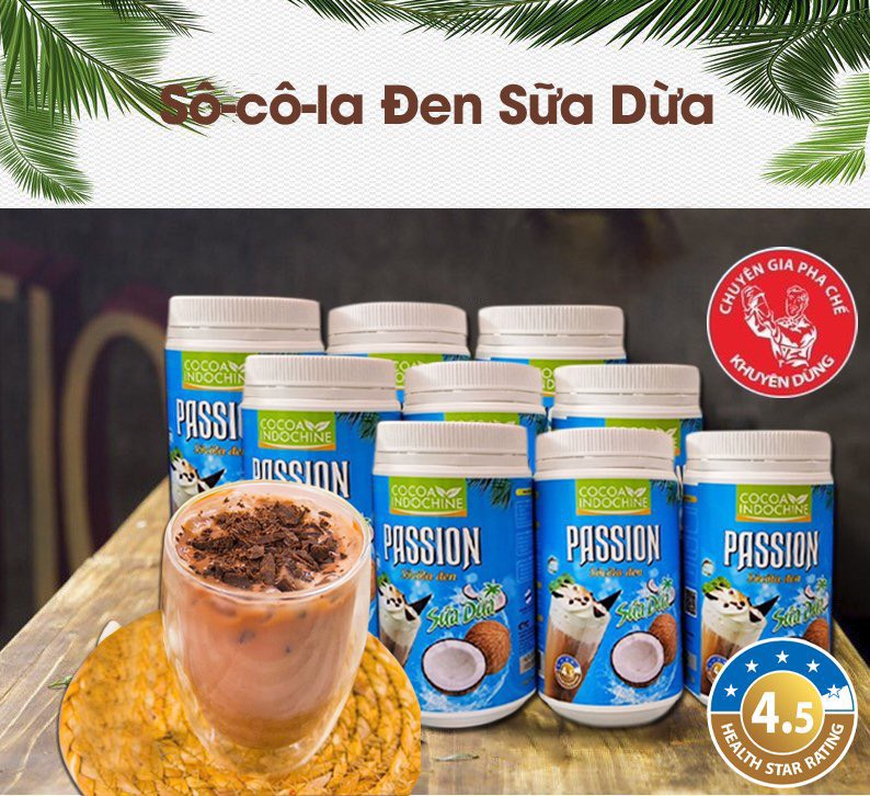 Bột ca cao sữa dừa Passion - Chuyên pha chế trà sữa, milo dầm, thức uống sô cô la cacao thơm ngon tiện lợi - Hũ 750g