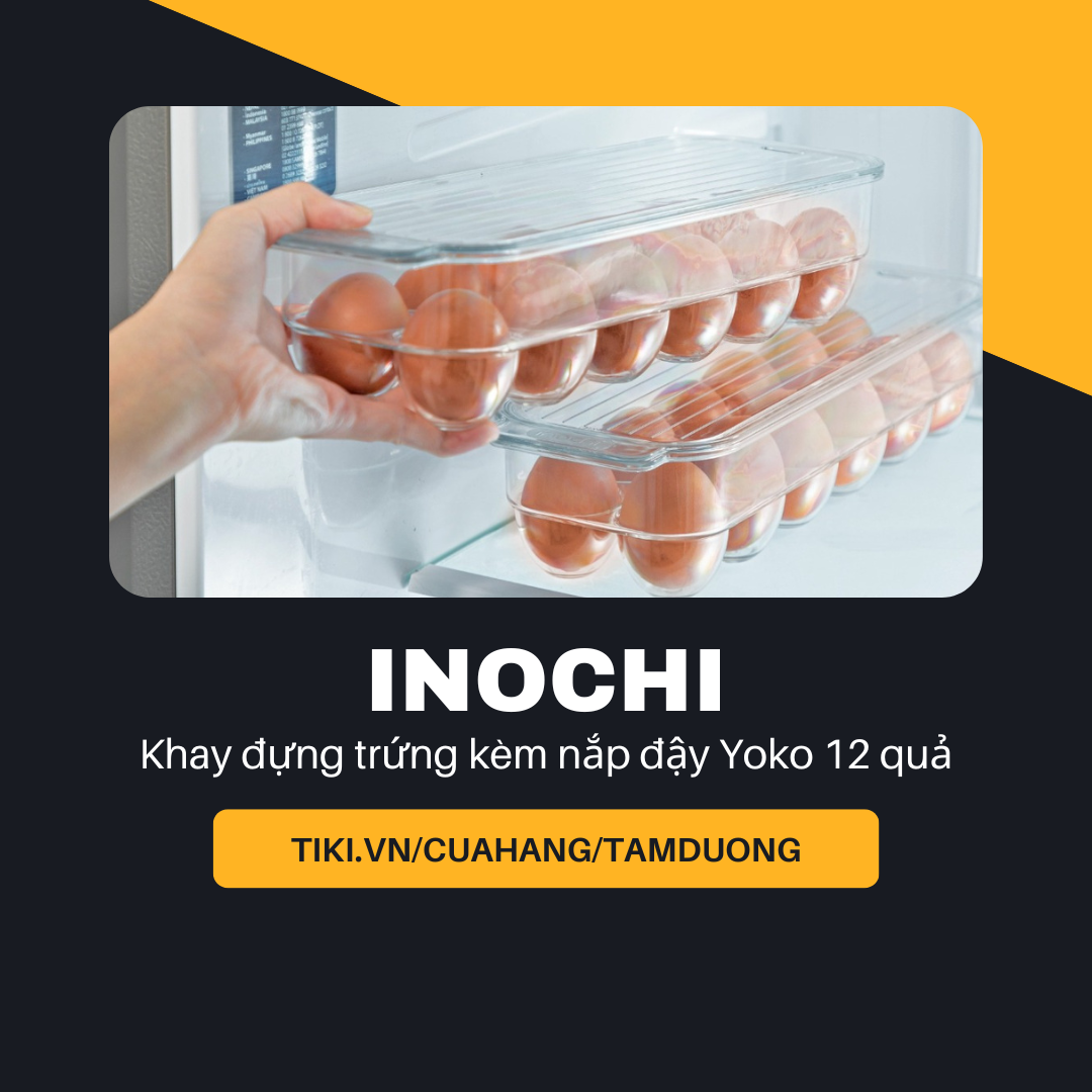 Khay đựng trứng kèm nắp đậy Inochi Yoko 12 quả