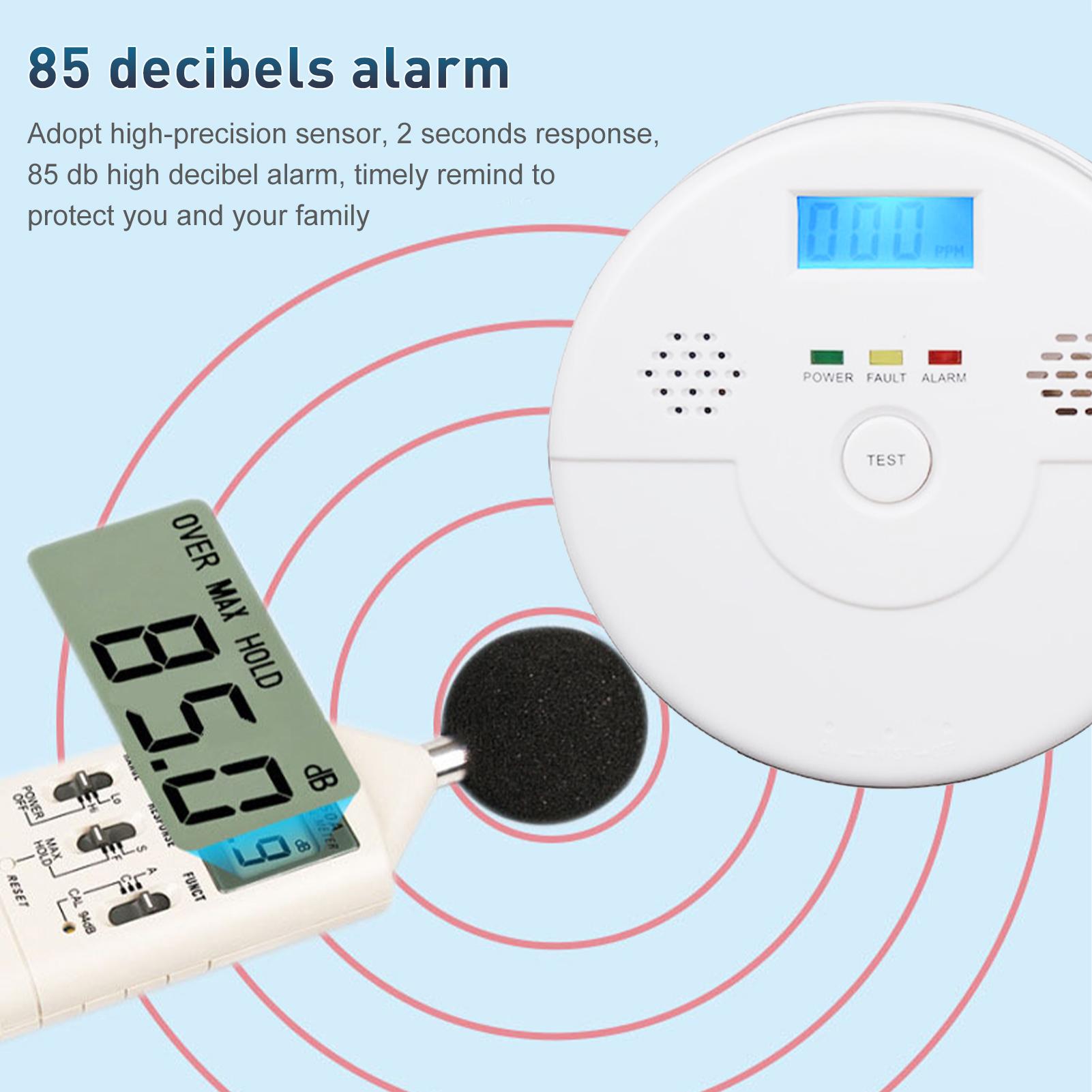 Máy dò nồng độ, cảnh báo CO, màn hình kỹ thuật số, chạy bằng pin