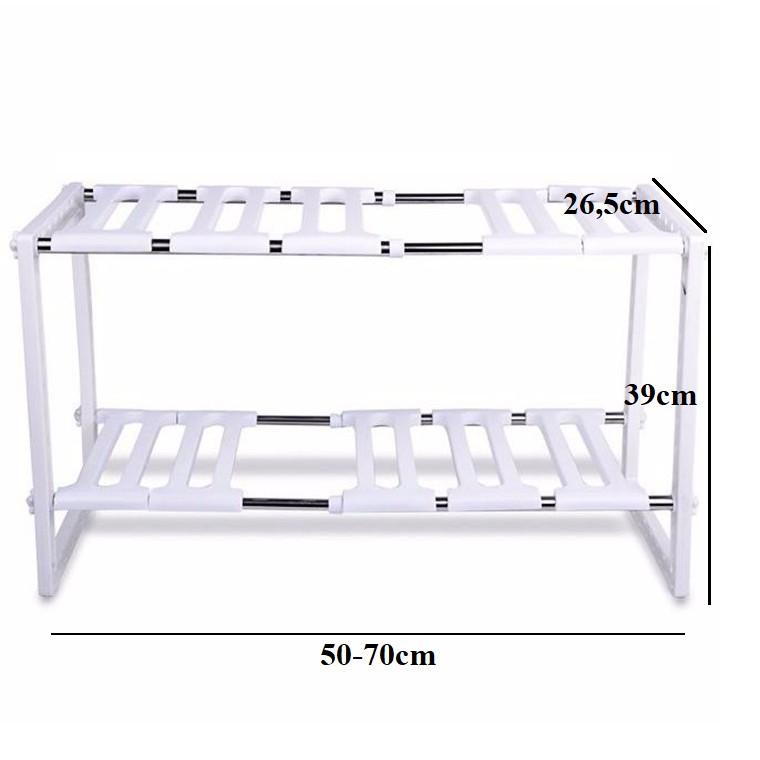 Kệ để xoong nồi gầm bếp ga hình chữ nhật điều chỉnh độ dài tùy ý tiện lợi