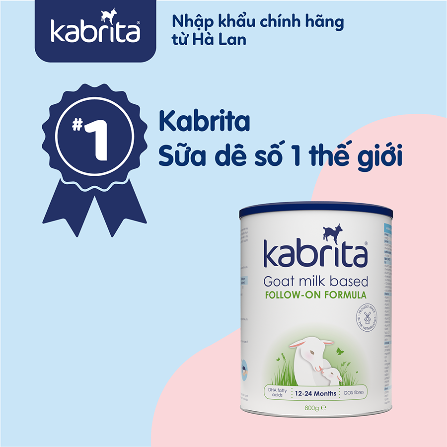 Sữa dê Kabrita số 2 cho trẻ từ 12 - 24 tháng - Lon 800g