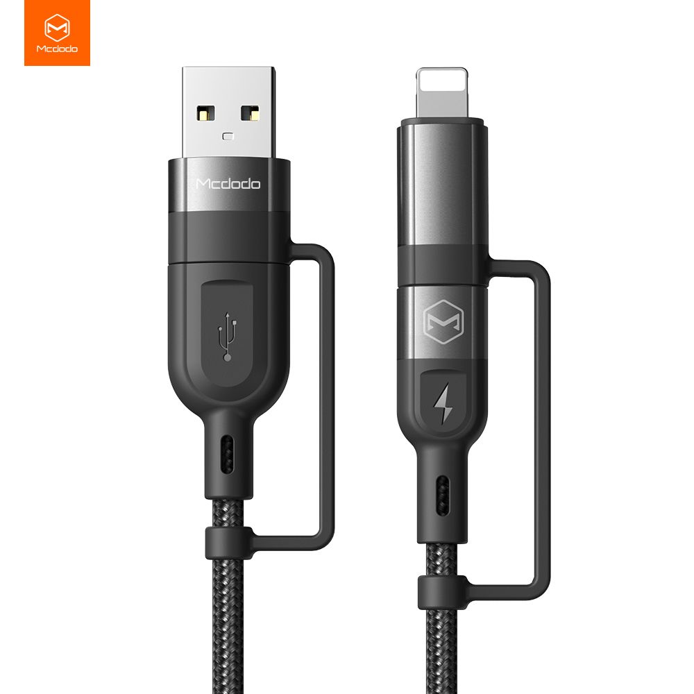 Cáp Sạc Đa Năng 4 Trong 1 Mcdodo CA-8070 USB A To USB C / Lighting Type C to C / Lighting Truyền Dữ Liệu Sạc Nhanh QC AFC PD 60W 3A dài 1.2m – Hàng Chính Hãng