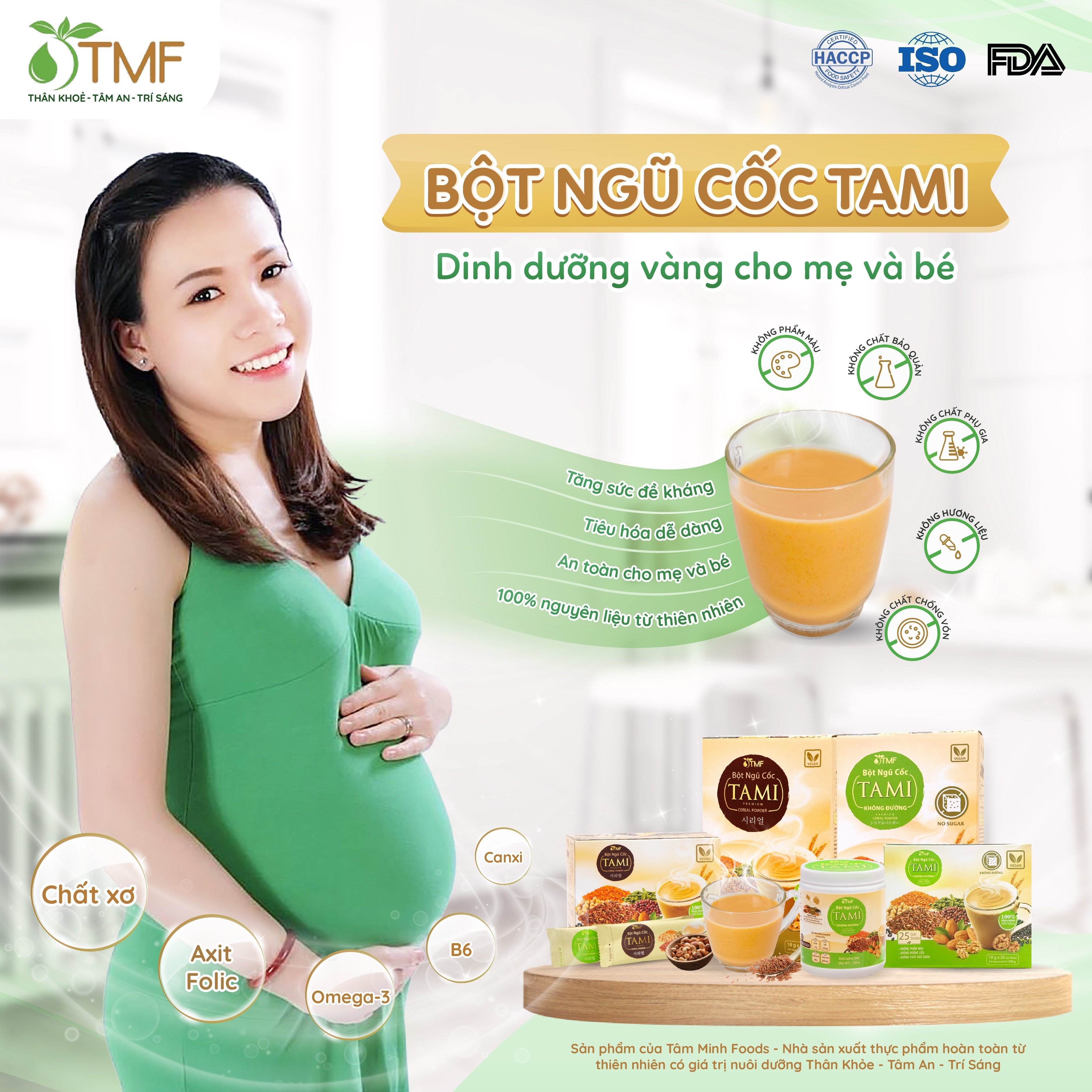 1 gói bột ngũ cốc nảy mầm Tami TÂM MINH FOODS ít ngọt dinh dưỡng giảm cân