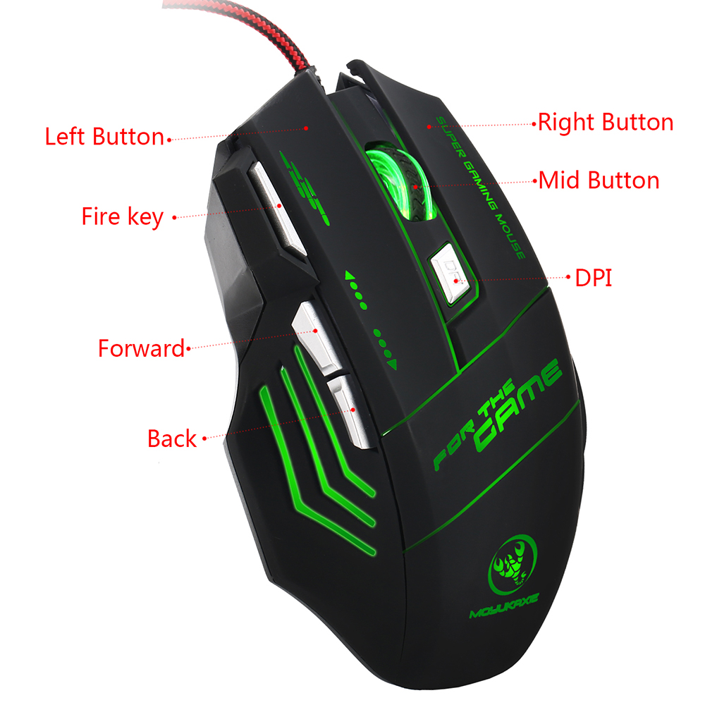 HXSJ S300 Ergonomic Wired Gaming Mouse Colorful Breathing Light Gaming Mouse with Adjustable DPI for High-end Players