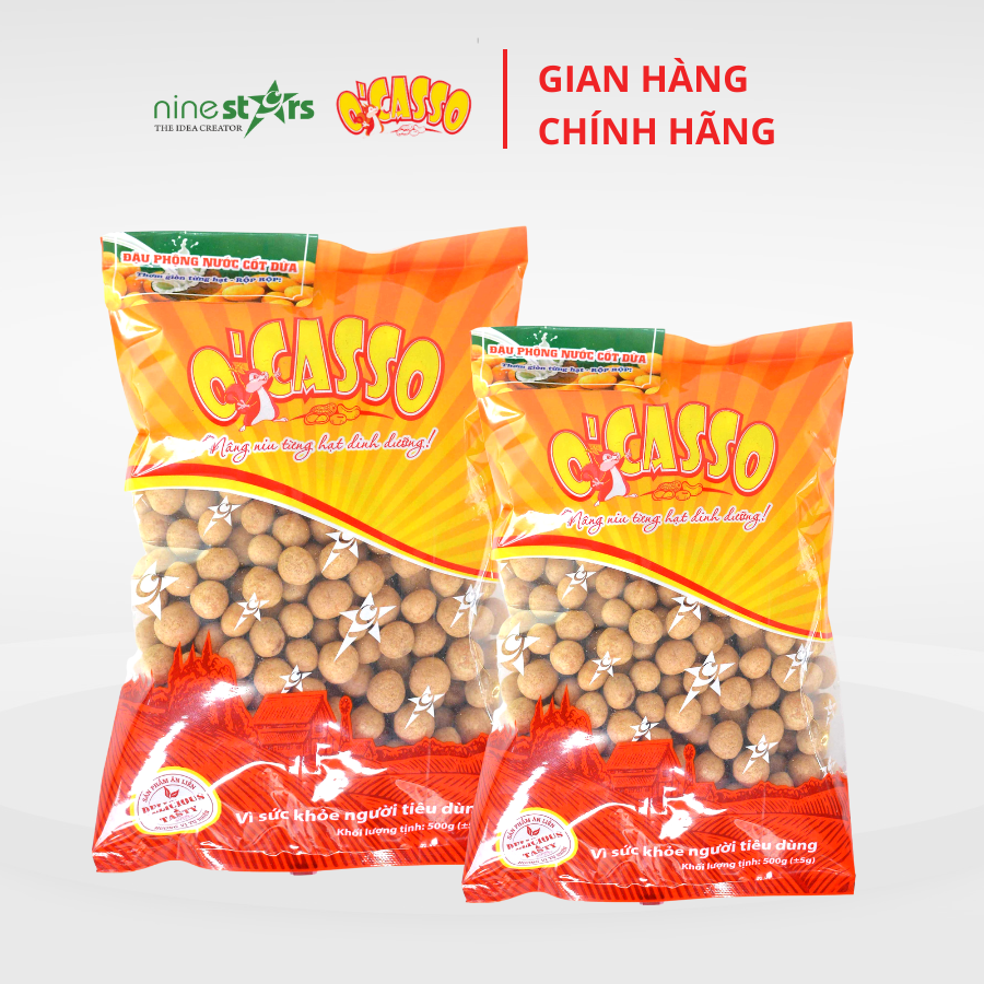 1 Kg Đậu phộng nước cốt dừa (đậu phộng da cá) O'Casso  2 gói 500G