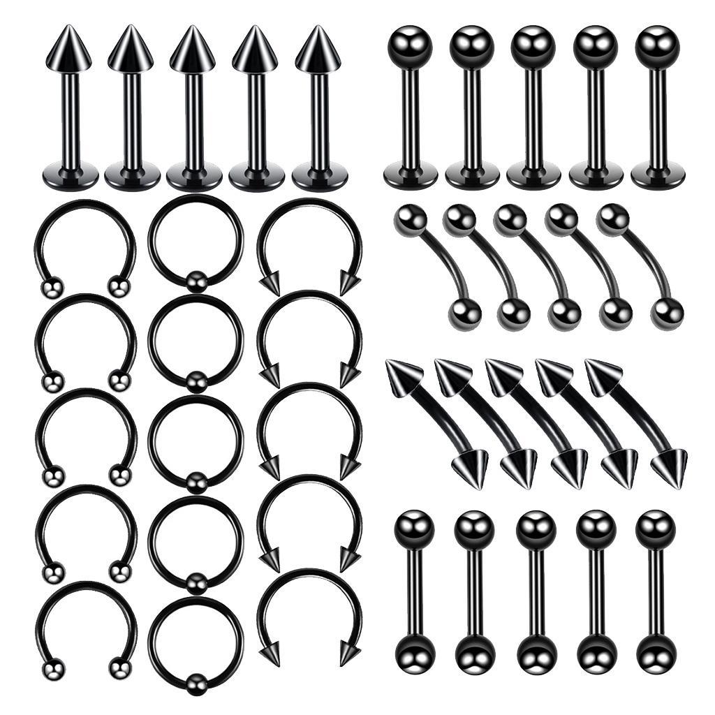 40Pcs Nose Lip  Eyebrow  Navel Belly  Piercings 6mm