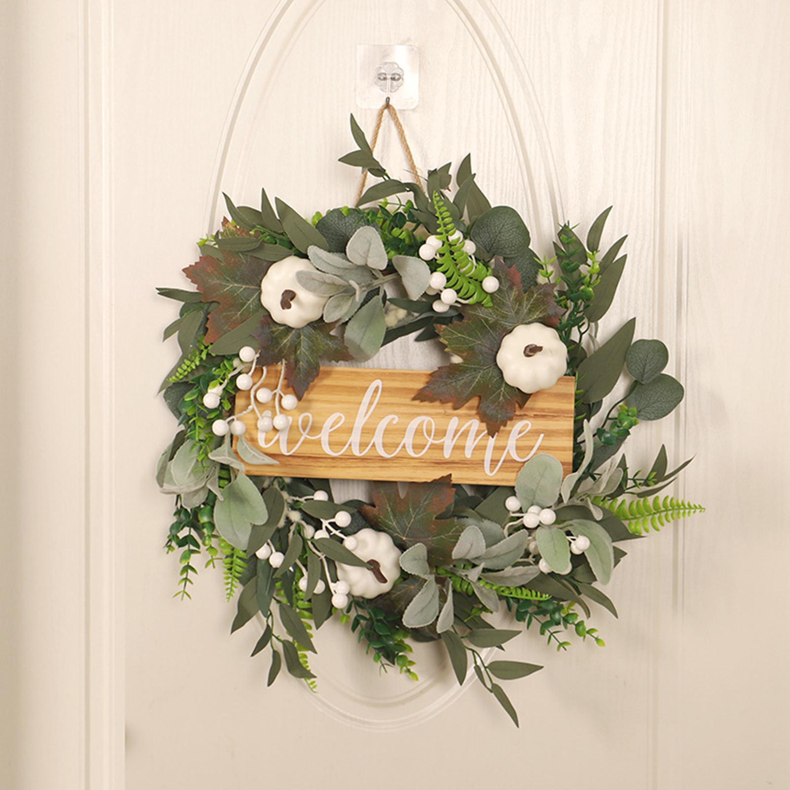 Artificial Wreath Decorative Large Green Wreath for Front Door Patio Window