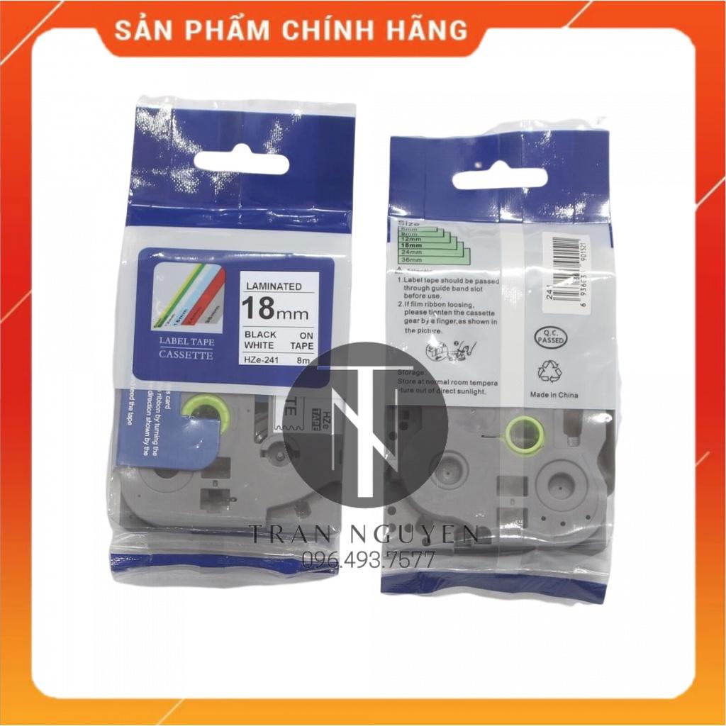 Hình ảnh [Combo 5 hộp] Nhãn In Brother HZe-241 - Đen nền trắng 18mm x 8m - Hàng nhập khẩu