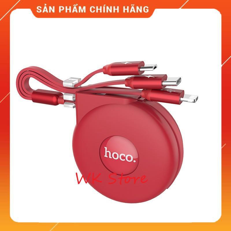 Cáp sạc 3 in 1 dây rút Hoco U50 (Micro, Lightning, Type-C) - Hàng chính hãng