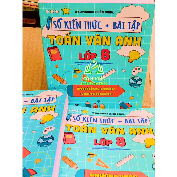 Sách - Sổ Tay SKETCHNOTE Toán Văn Anh Lớp 8, Kiến Thức Và Bài Tập Lớp 8