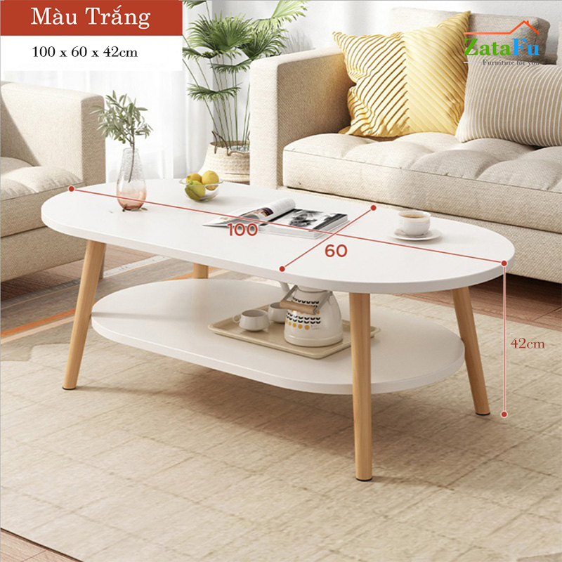 Bàn Trà Sofa Phòng Khách 2 Tầng Chân Gỗ Hiện Đại BSF-07