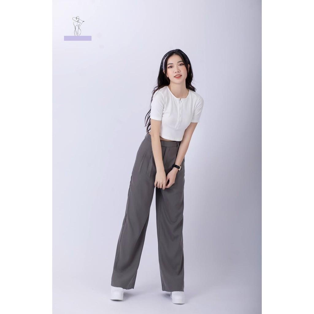 Quần Tây Ống Suông- Cạp Lệch Culottes Dài 100cm -Vải Tuyết Mưa Cao Cấp-Mềm Rũ Tôn Dáng.(Sale Ra Mắt Sản Phẩm).(M35)