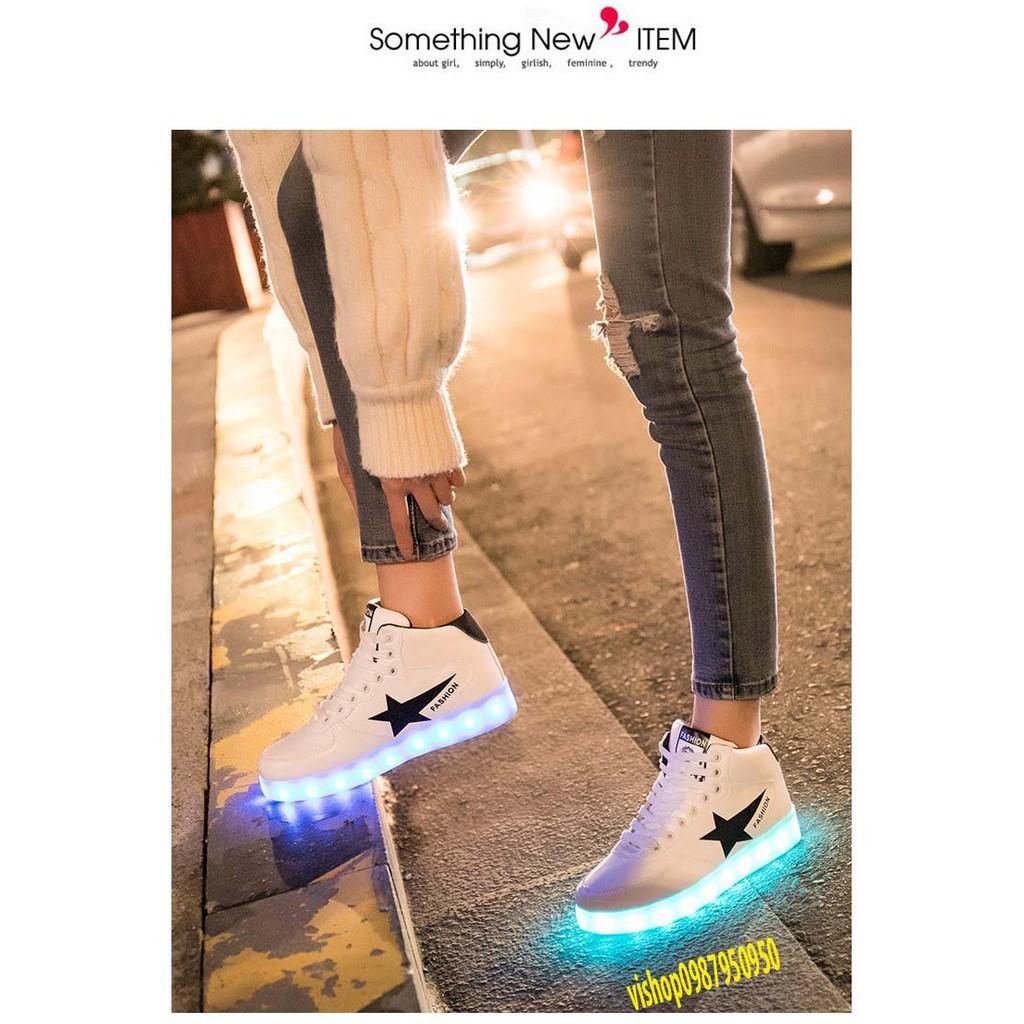 GIÀY PHÁT SÁNG NGÔI SAO TO SÁNG 7 MÀU 11 CHẾ ĐỘ ĐÈN LED (kèm ảnh
