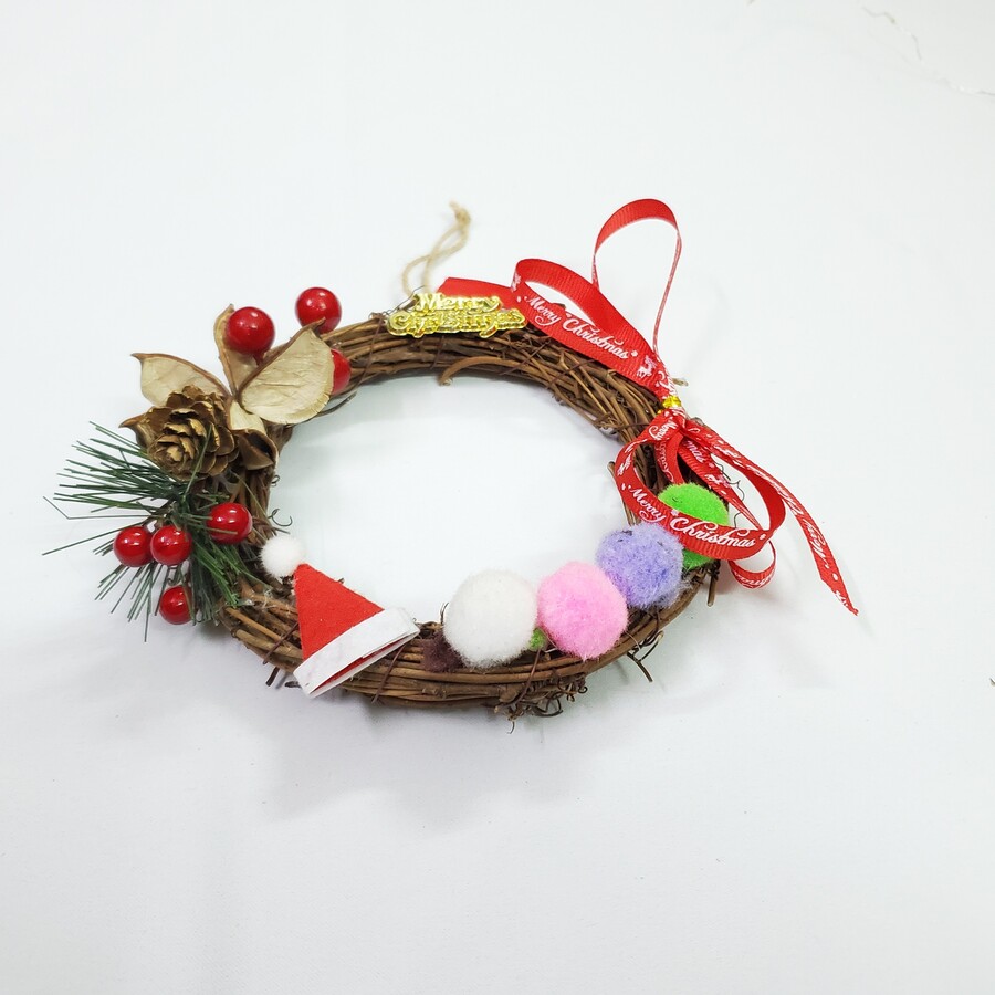 Vòng Hoa Noel VN01 15cm Vòng Nguyệt Quế Giáng Sinh Có Đèn