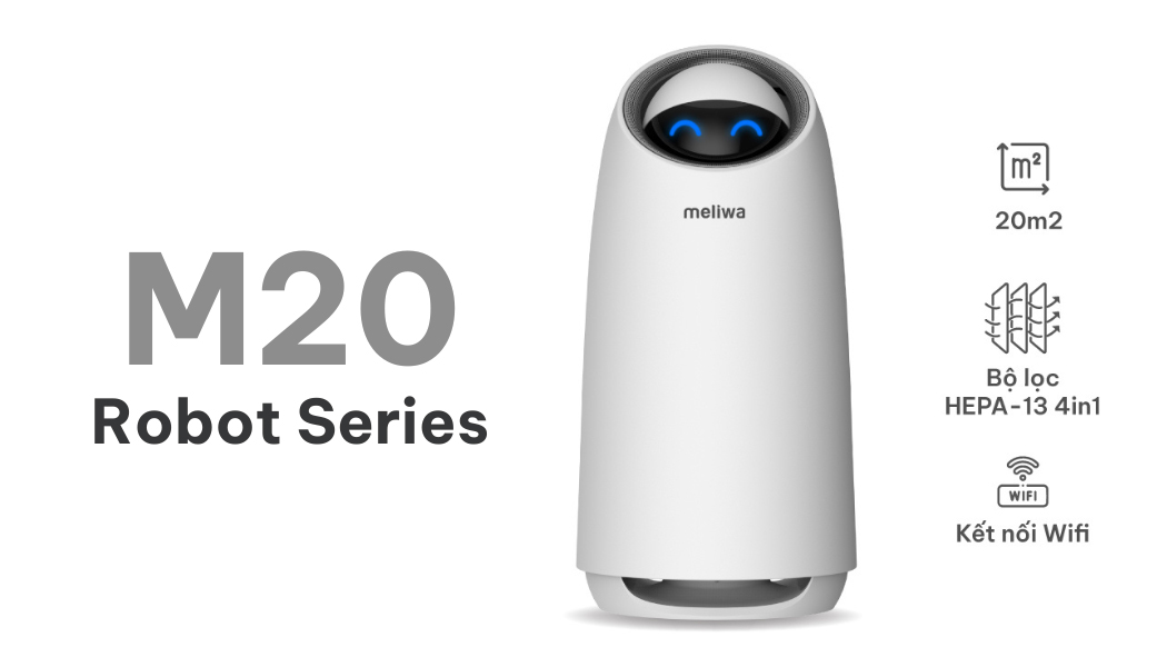 Máy lọc không khí meliwa M20 Pro Lọc bụi mịn đến 99,95%, UVC diệt khuẩn, Điều khiển bằng giọng nói thương hiệu Singapore