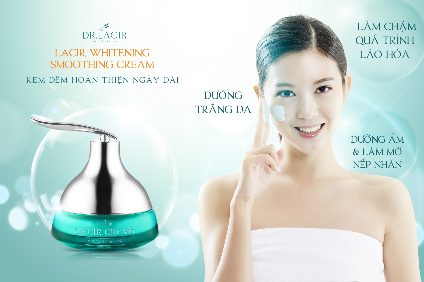 Kem Đêm Dr Lacir - Kem Dưỡng Trắng Da Ban Đêm Lacir Whitening Smoothing Cream 35gr