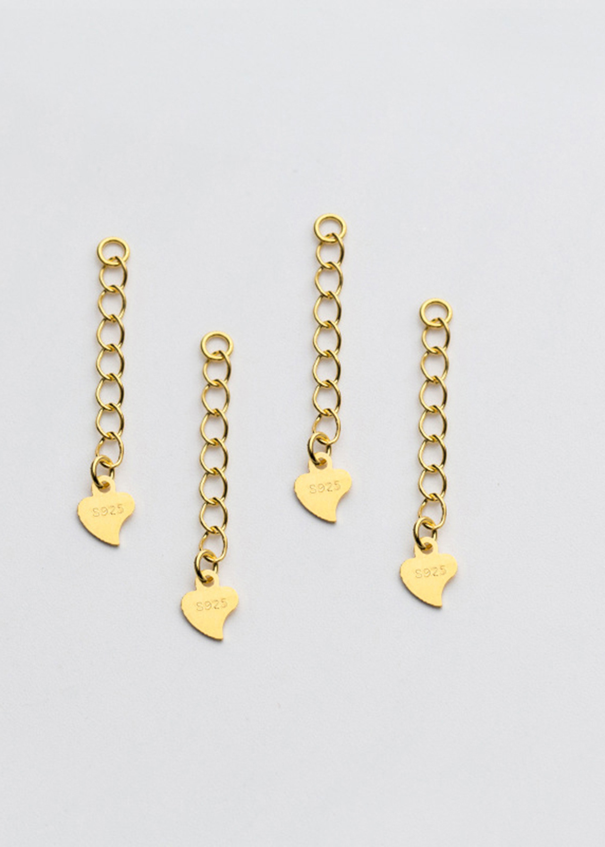 Combo 5 cái charm bạc dây xích trái tim trang trí mạ vàng - Ngọc Quý Gemstones