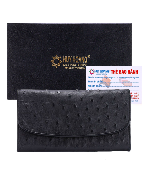 HJ3403-04-05-06 - Bóp da đà điểu 3 gấp nâu đỏ, vàng, đen, nâu đất