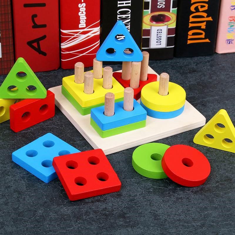 HÀNG MỚI VỀ Bảng Chuỗi Thả Hình Shape String Bằng Gỗ Cho Bé Học Hình Khối, Màu Sắc